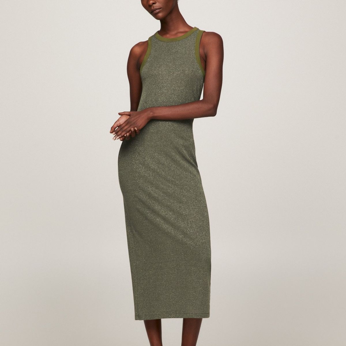 TOMMY HILFIGER - Vestido Sin Mangas Slim Fit Verde Tommy Hilfiger