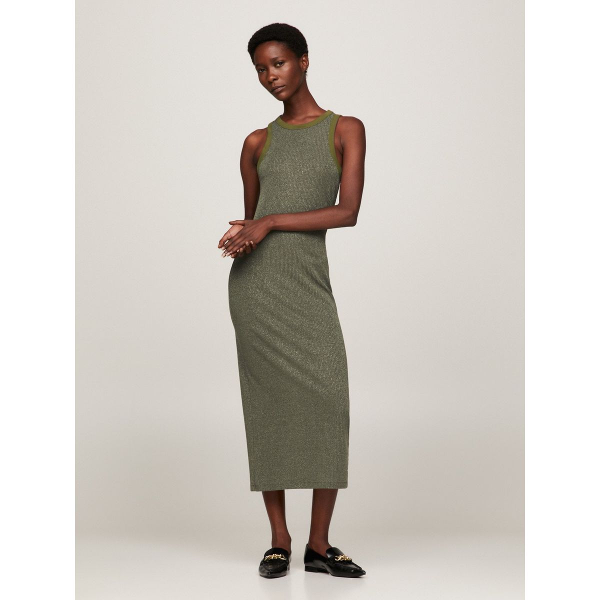 TOMMY HILFIGER - Vestido Sin Mangas Slim Fit Verde Tommy Hilfiger