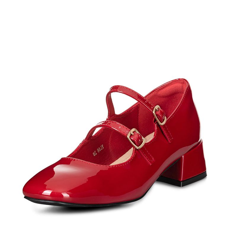 WEIDE - Zapatos Mary Jane Charol  Burdeo Taco Mujer Weide YL66