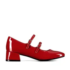 WEIDE - Zapatos Mary Jane Charol Burdeo Taco Mujer YL66