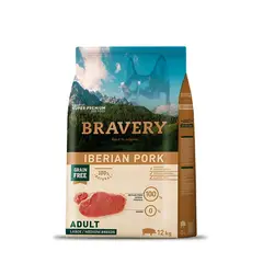 BRAVERY - Cerdo Iberico, Perros Grandes, bolsa de 12 kg