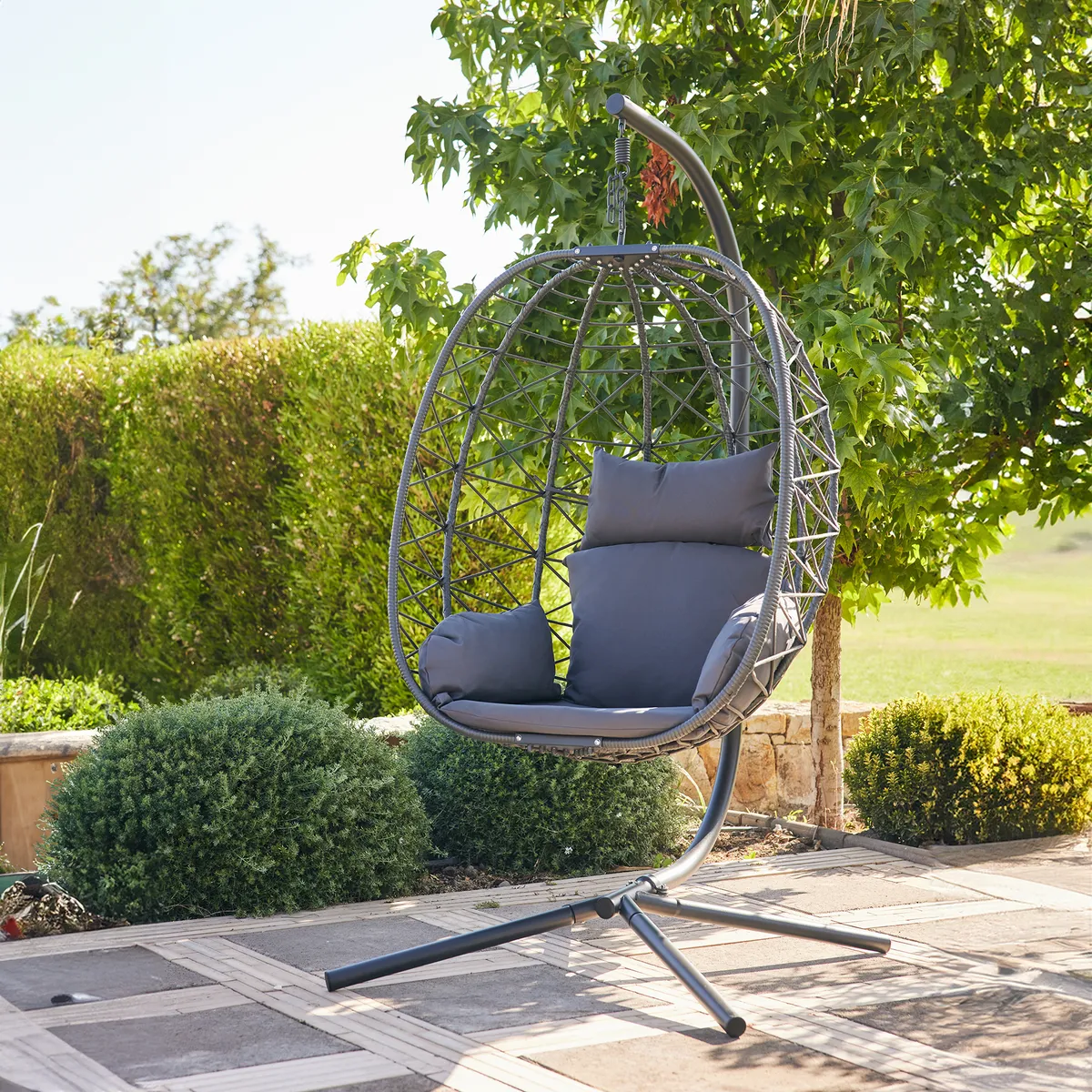 RELAN - Silla Colgante Fiji para Terraza con Base y Cojines