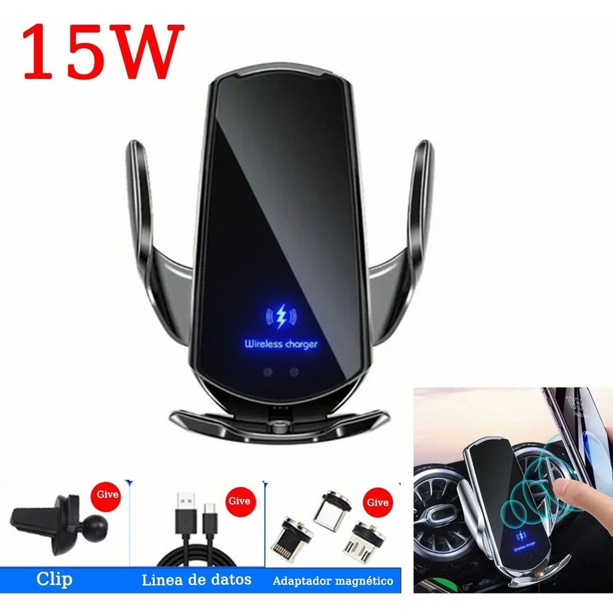 GENERICO - Cargador Soporte Automático Inalámbrico Para Todo Tipo De Telefono