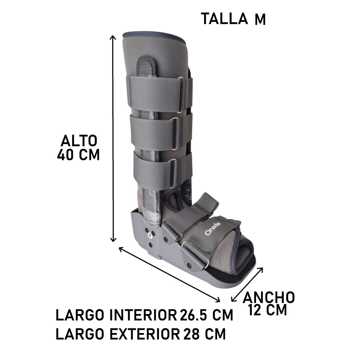 ONEDER - Bota Ortopédica Cam Walker Larga Gris Adulto Oneder Talla M