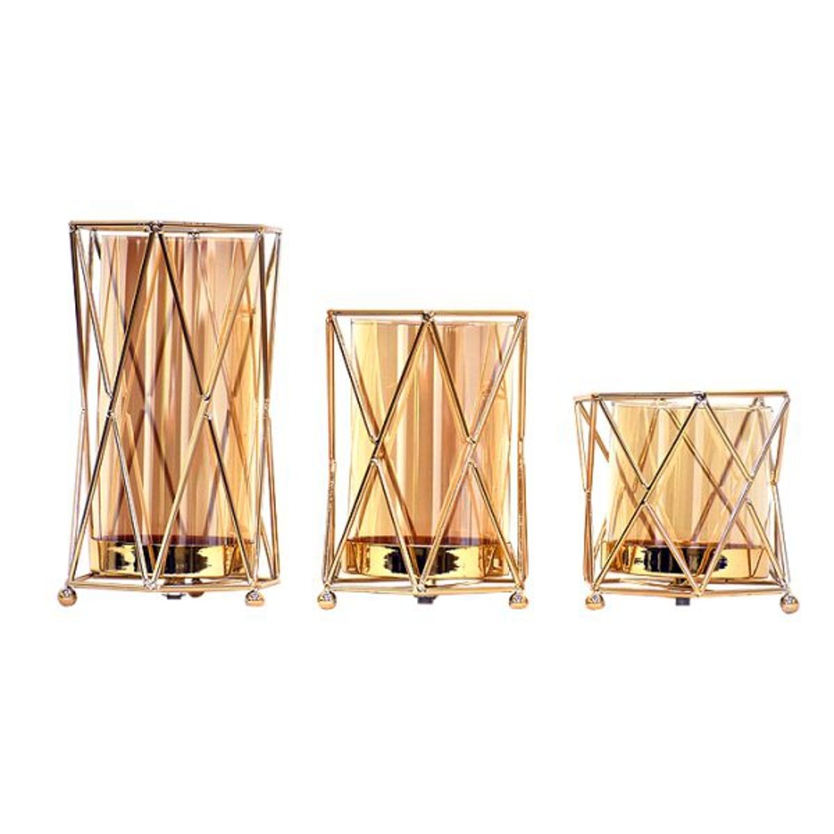 MSA MUEBLES SANTA ANA - Set 3 Candelabros Geometrix