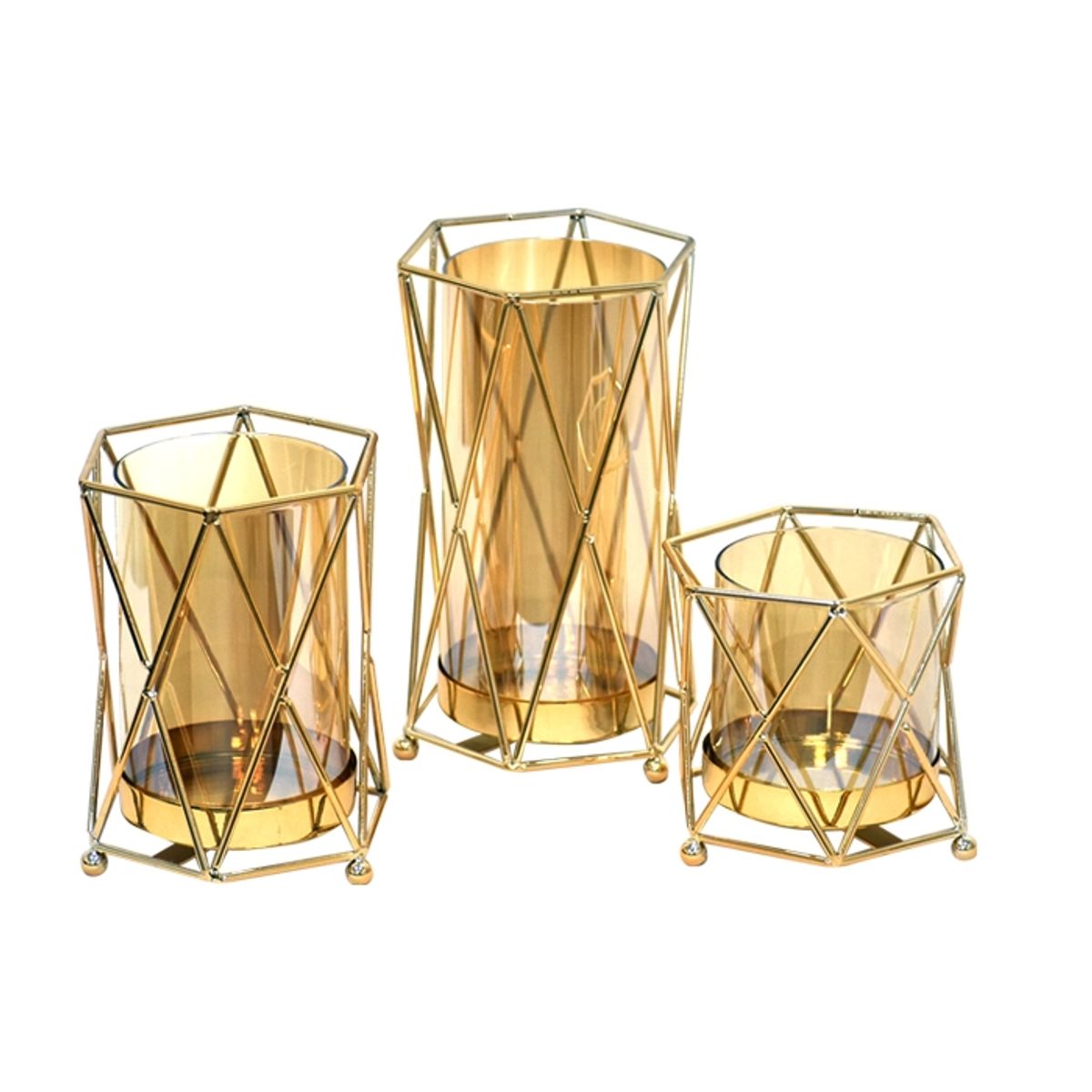 MSA MUEBLES SANTA ANA - Set 3 Candelabros Geometrix