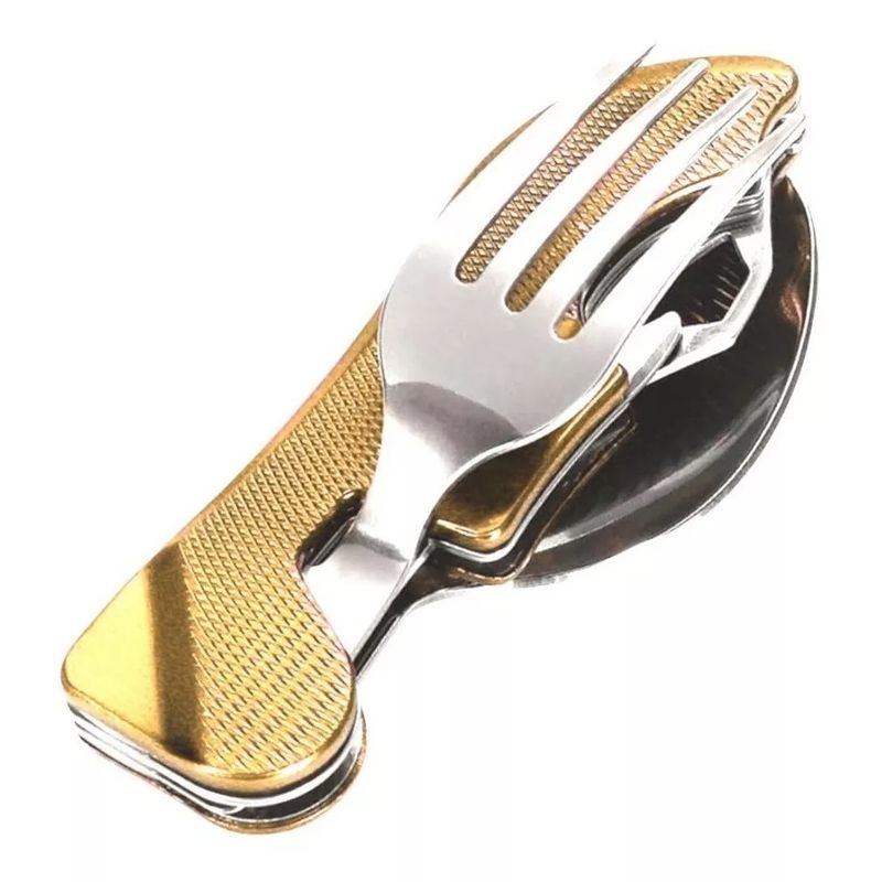 GENERICO - Set Cubiertos Camping Multiuso 6 En 1 Set Camping Portatil