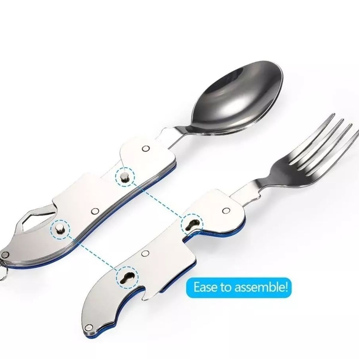 GENERICO - Set Cubiertos Camping Multiuso 6 En 1 Set Camping Portatil