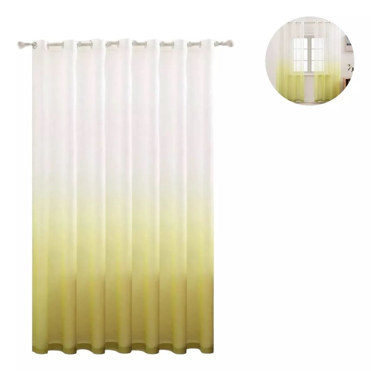 GENERICO - Cortina Velo Visillos 1 Paño Liso Cortina Tela 140x220 10176 Amarillo