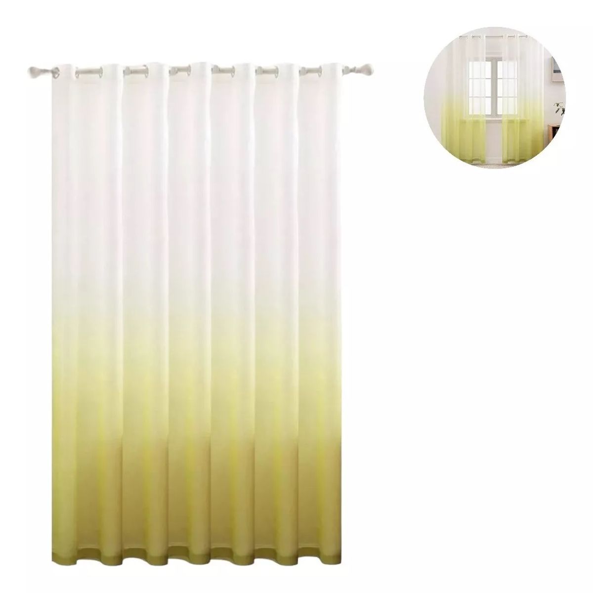 GENERICO - Cortina Velo Visillos 1 Paño Liso Cortina Tela 140x220 10176 Amarillo