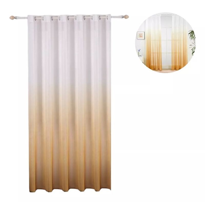 GENERICO - Cortina Velo Visillos 1 Paño Liso Cortina Tela 140x220 10176 Naranja