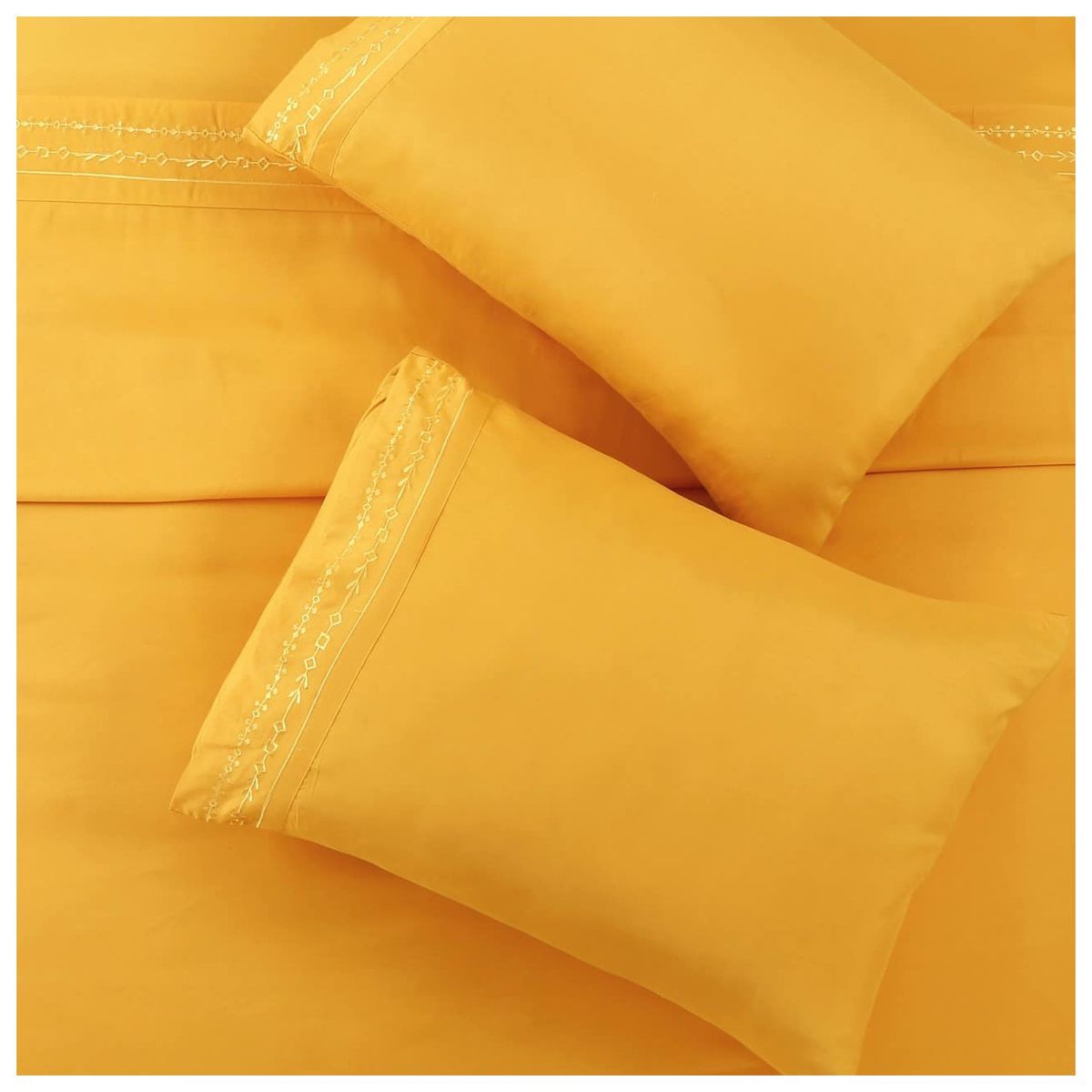 COMPRAPO - Juegos de sábanas Bordadas Mostaza 2 Plazas 60% algodón