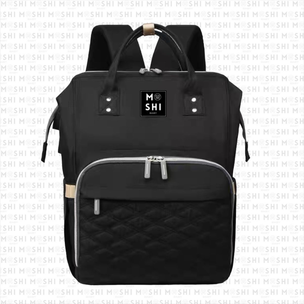 GENERICO - Bolso Mochila Maternal Pañalera Diseño Brooklyn Negro