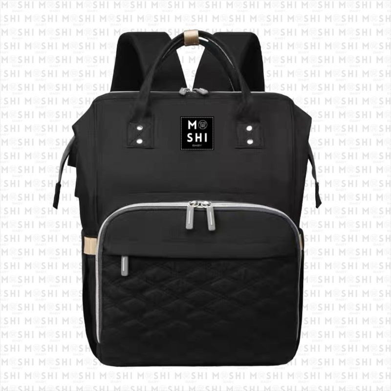 GENERICO - Bolso Mochila Maternal Pañalera Diseño Brooklyn Negro
