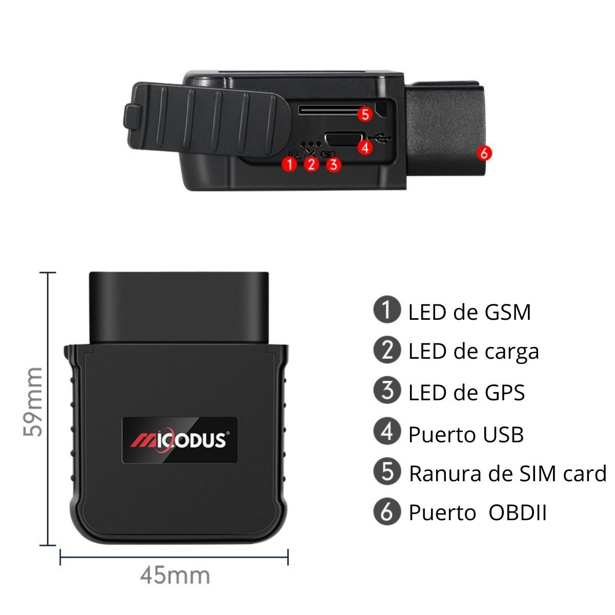 GENERICO - Localizador GPS 4G Para Vehículos puerto OBD2 Micodus  MV55G 4G