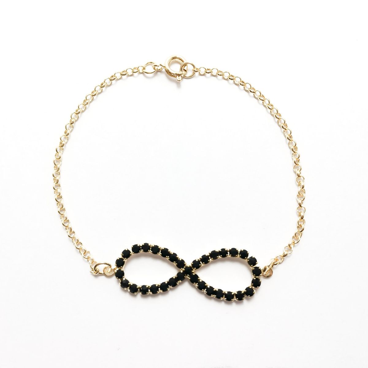 COGGIOLA - Pulsera Infinito CZ Negro Enchapado Oro 18K