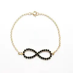 ANDREA COGGIOLA JOYAS - Pulsera Infinito CZ Negro Enchapado Oro 18K