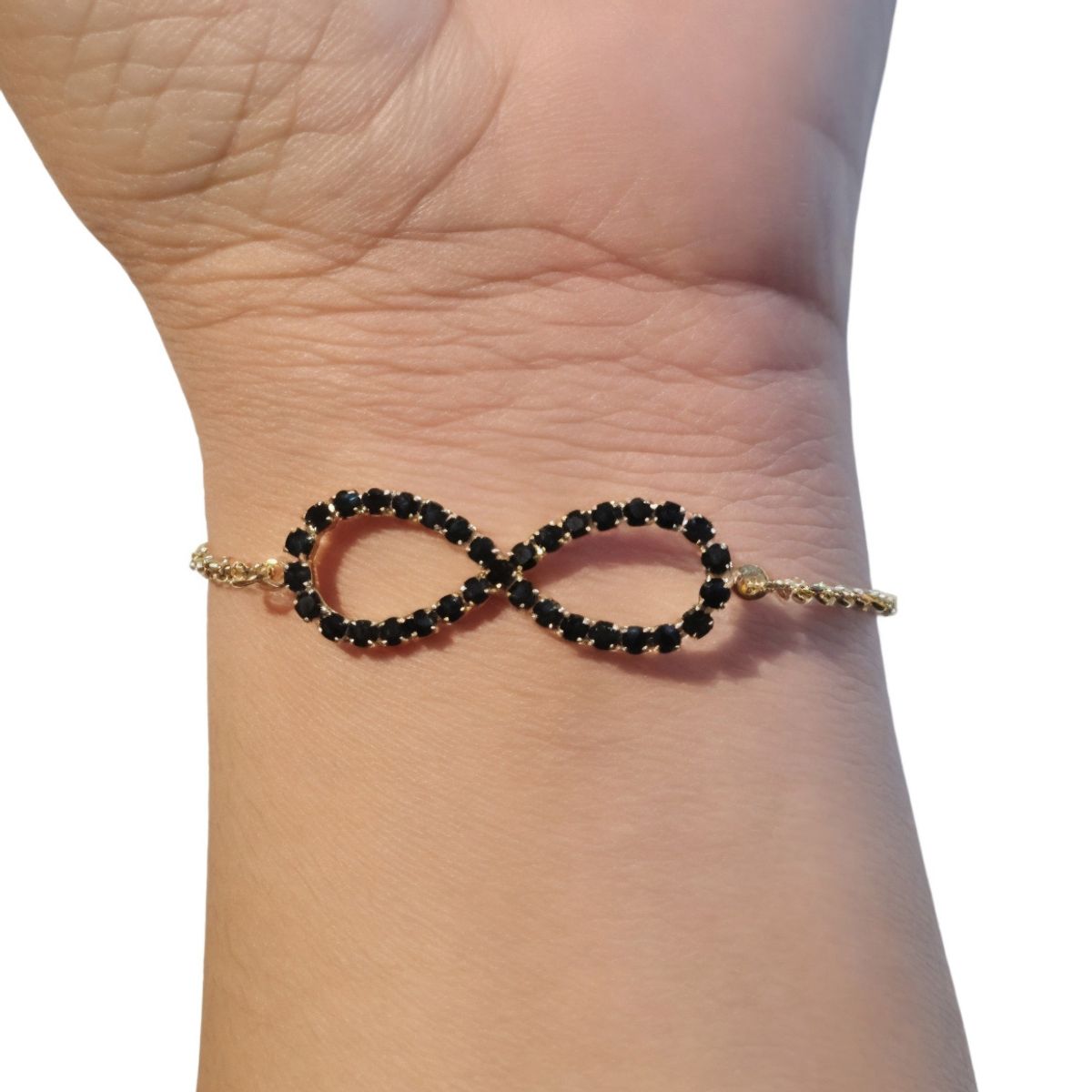 COGGIOLA - Pulsera Infinito CZ Negro Enchapado Oro 18K
