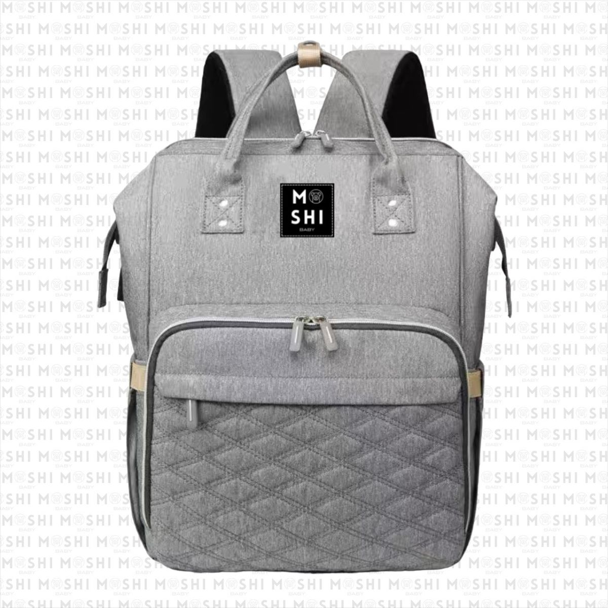 GENERICO - Bolso Mochila Maternal Pañalera Diseño Brooklyn Gris