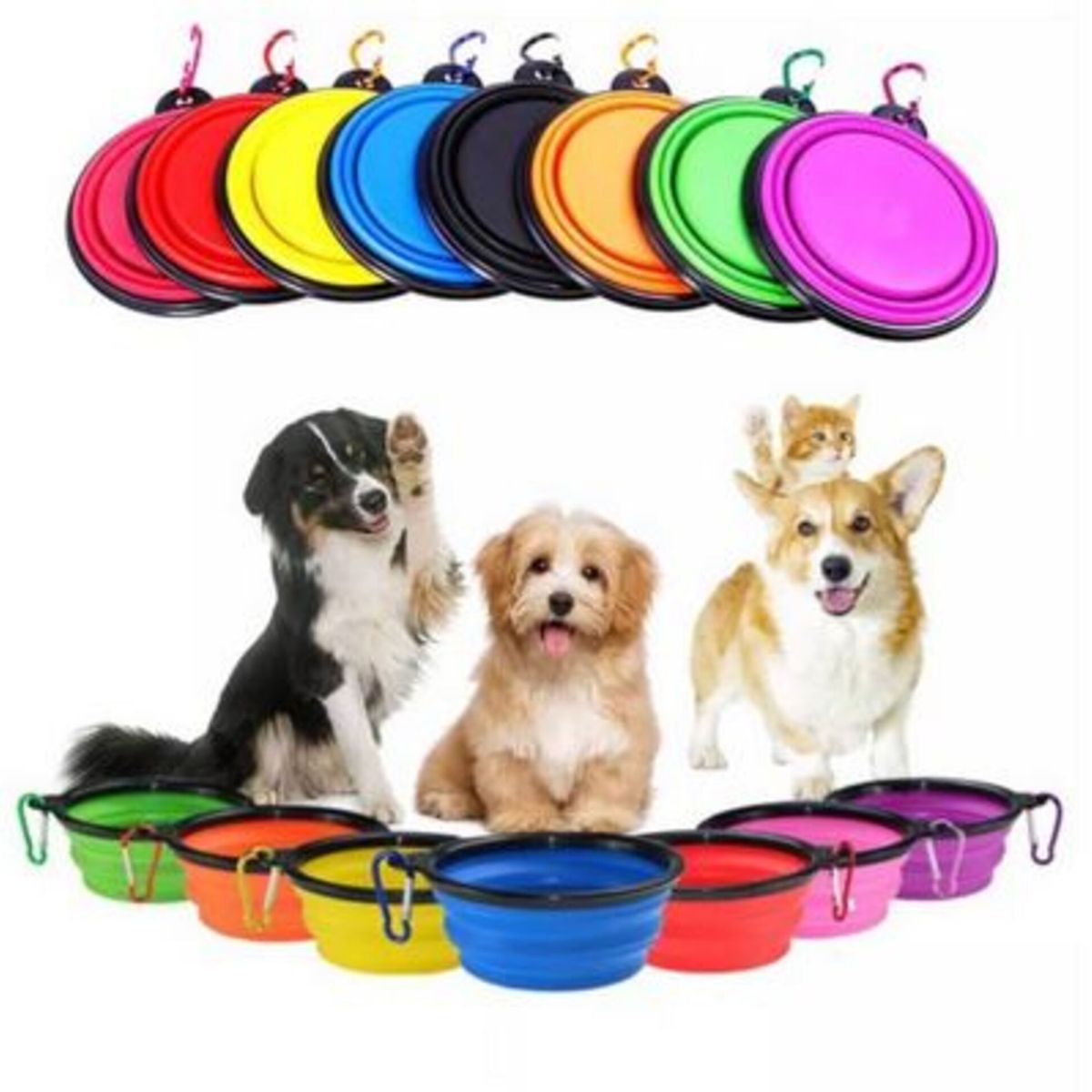 GENERICO - Plato Plegable Mascota Portatil Agua Comida Color Rojo 12 cm