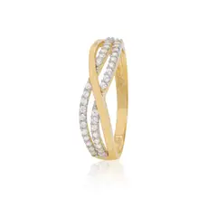 JB JOYAS BARON - Anillo Compromiso de Oro 18Kt Circones Doble Onda