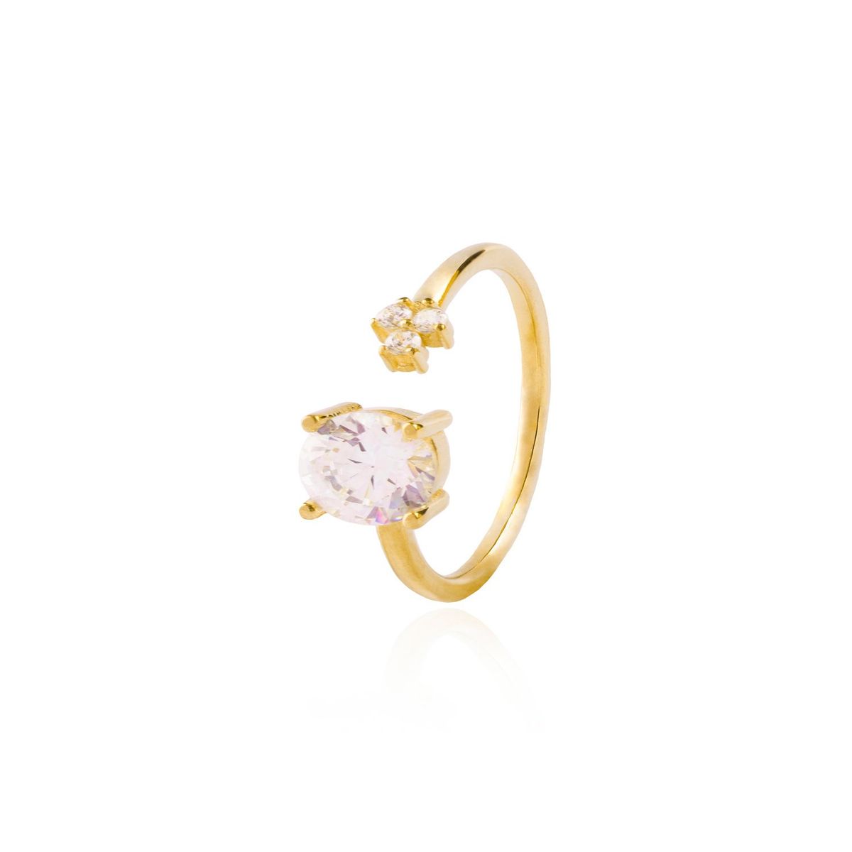 JB JOYAS BARON - Anillo Oro Amarillo 18kt Abierto y Circonita 6mm