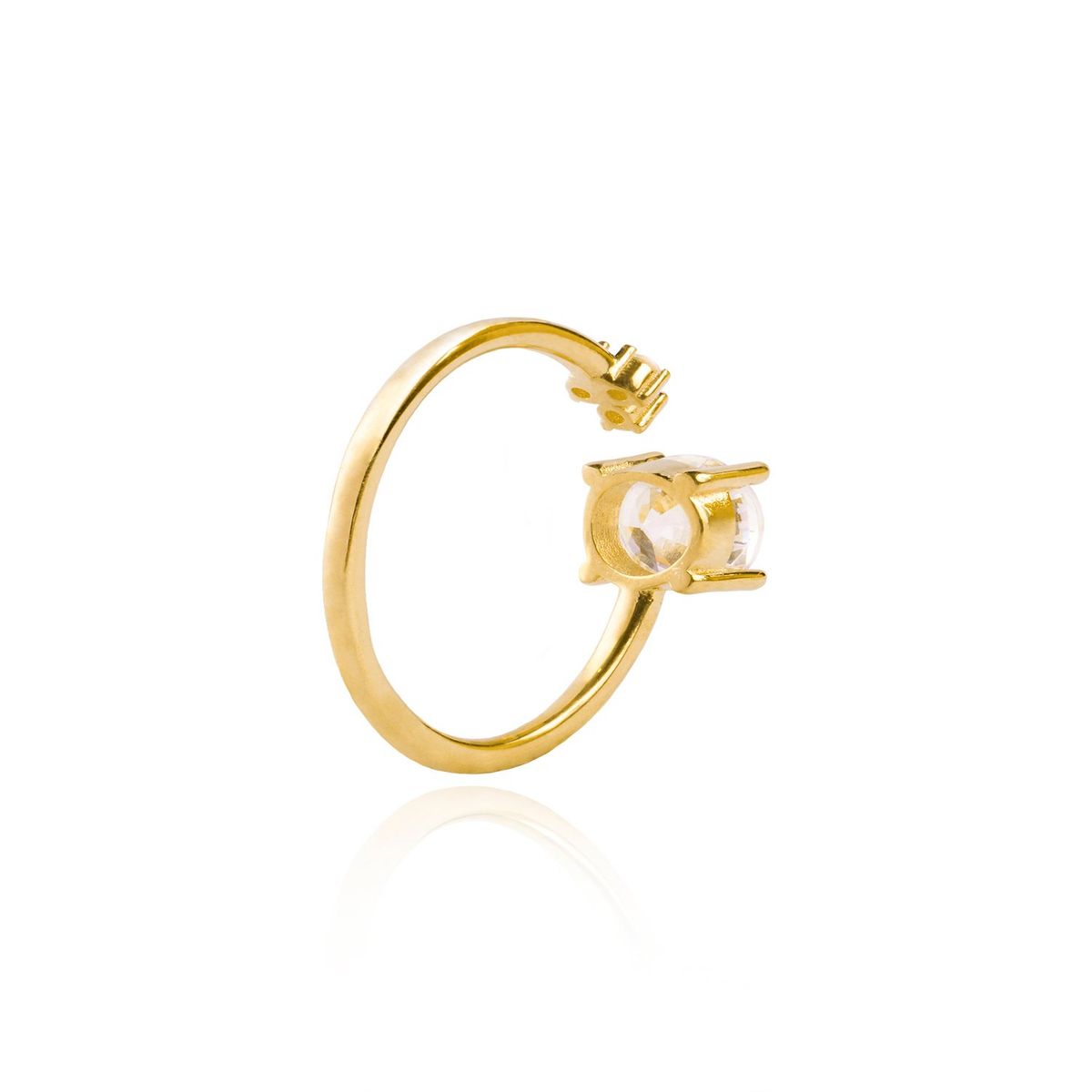 JB JOYAS BARON - Anillo Oro Amarillo 18kt Abierto y Circonita 6mm