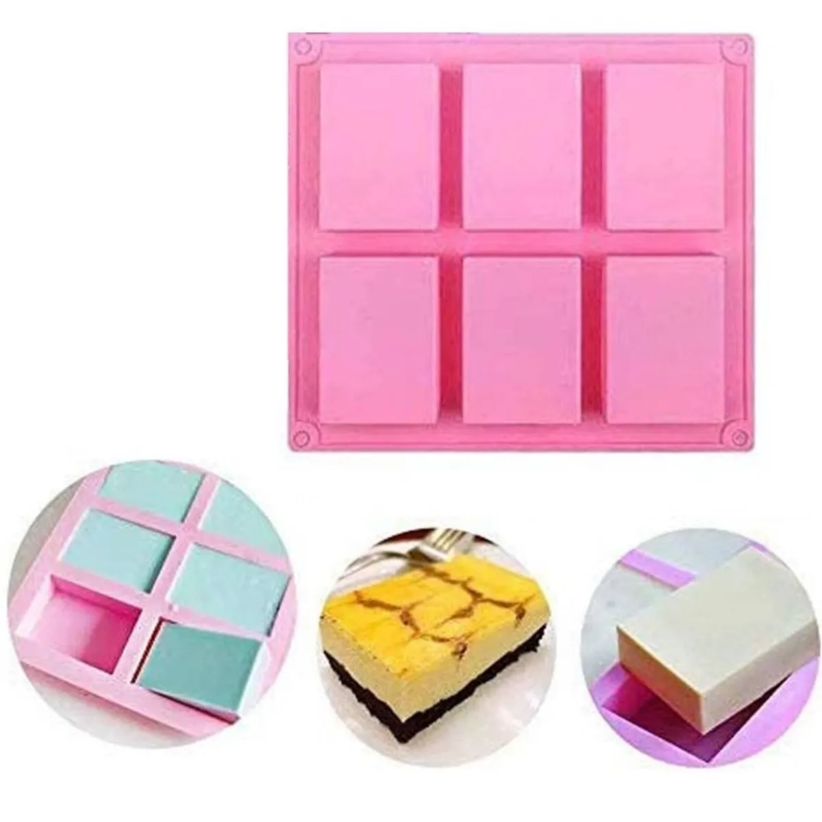 GENERICO - Moldes Silicona Jabon Moldes Hielo Molde Jabon 6 Cavidades
