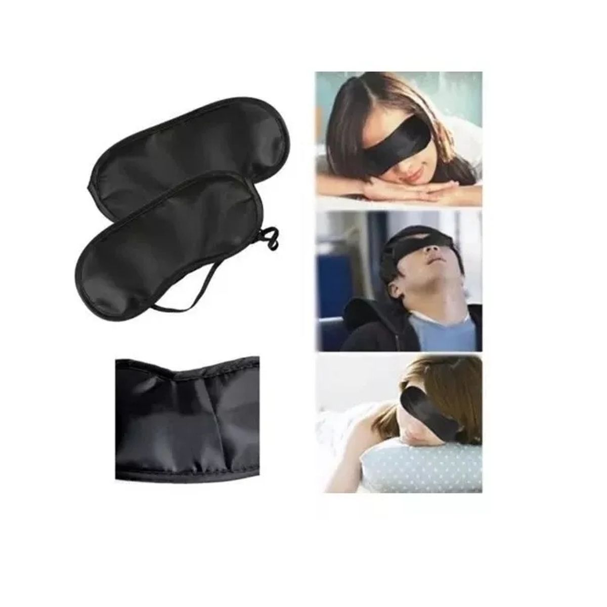 CARIBEE - Mascara Protector Ojos Antifaz Negro Para Dormir