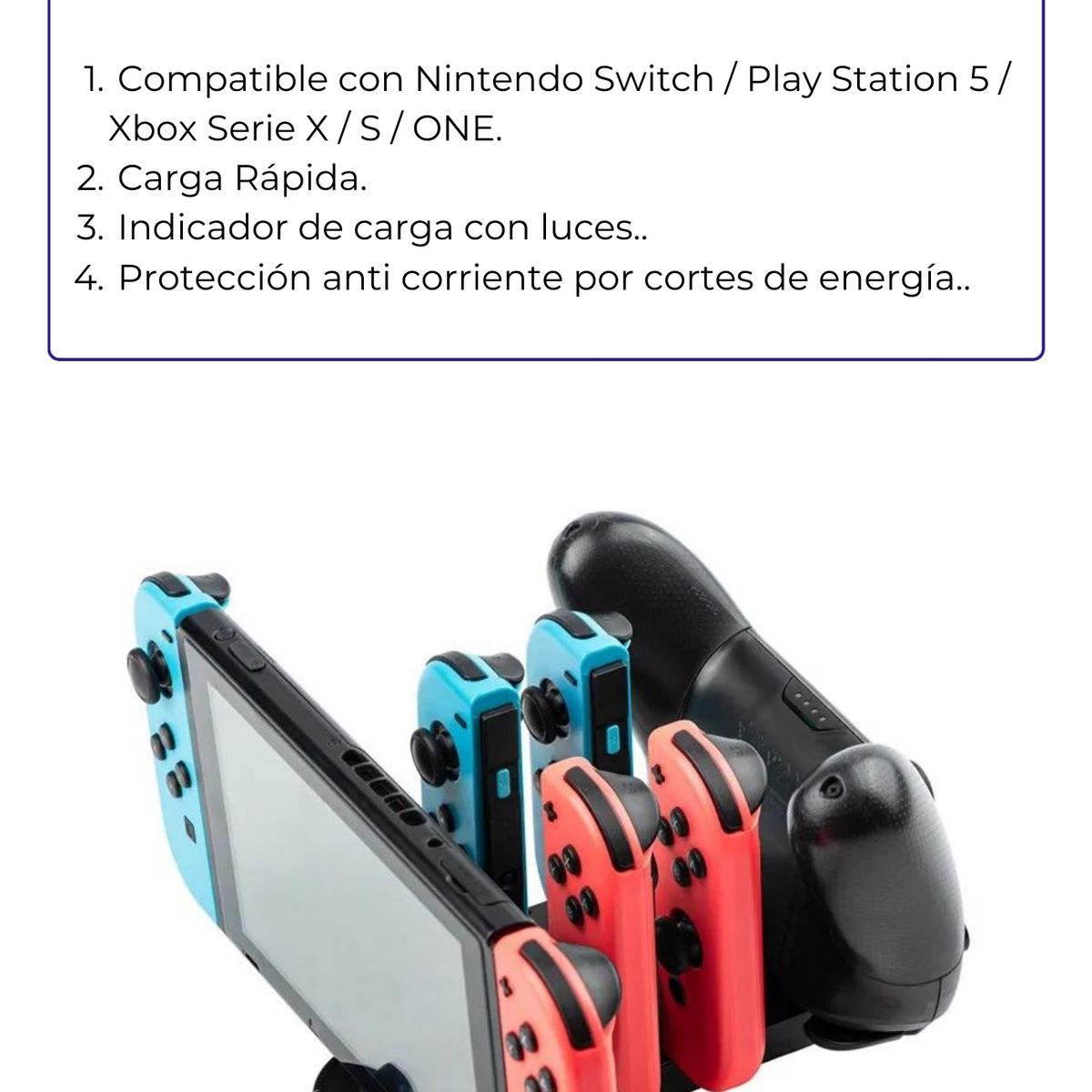 GENERICO - Estación Carga 6 en 1 Nintendo Switch PS5 XBOX One - Serie S X