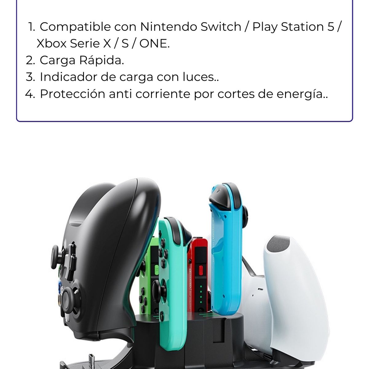 GENERICO - Estación Carga 6 en 1 Nintendo Switch PS5 XBOX One - Serie S X
