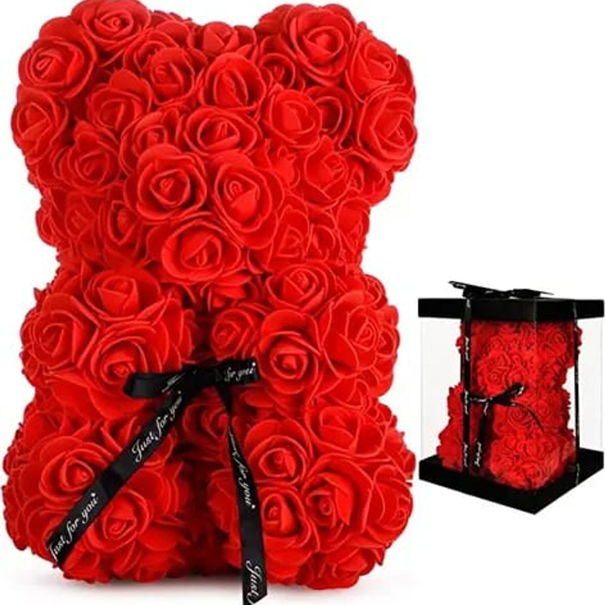 GENERICO - Oso De Rosas Artificiales Con Caja De Regalo Incluida