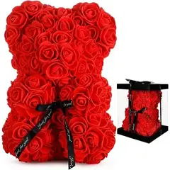 GENERICO - Oso De Rosas Artificiales Con Caja De Regalo Incluida