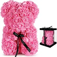 GENERICO - Oso De Rosas Artificiales Con Caja De Regalo Incluida Rosa
