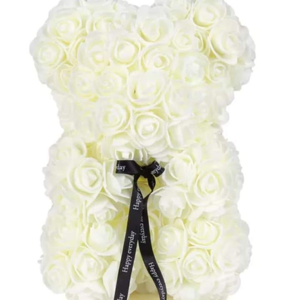 GENERICO - Oso De Rosas Artificiales Con Caja De Regalo Incluida blanc