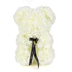 GENERICO - Oso De Rosas Artificiales Con Caja De Regalo Incluida blanc