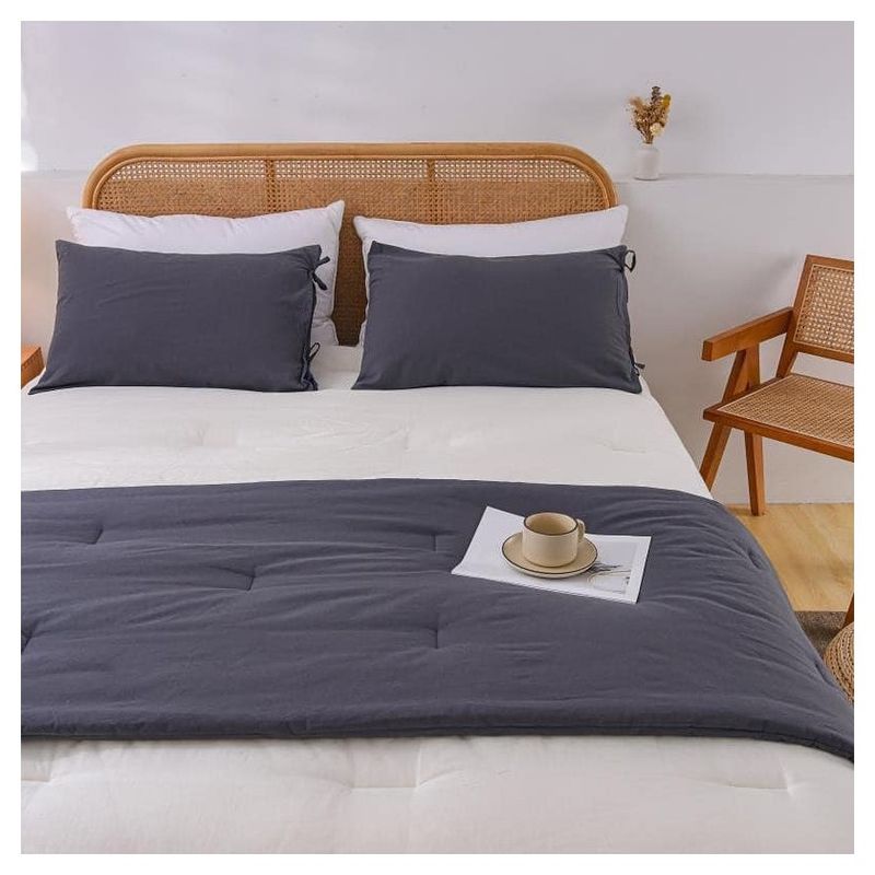 COMPRAPO - Set Piecera + 2 Fundas Algodón Marengo 210x60 King o 2 Pzas.