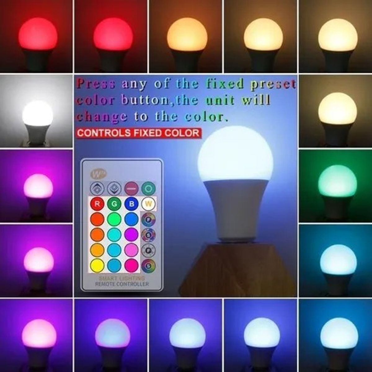 GENERICO - Ampolleta TASBEL led  Rgb10w 16 colores con control remoto