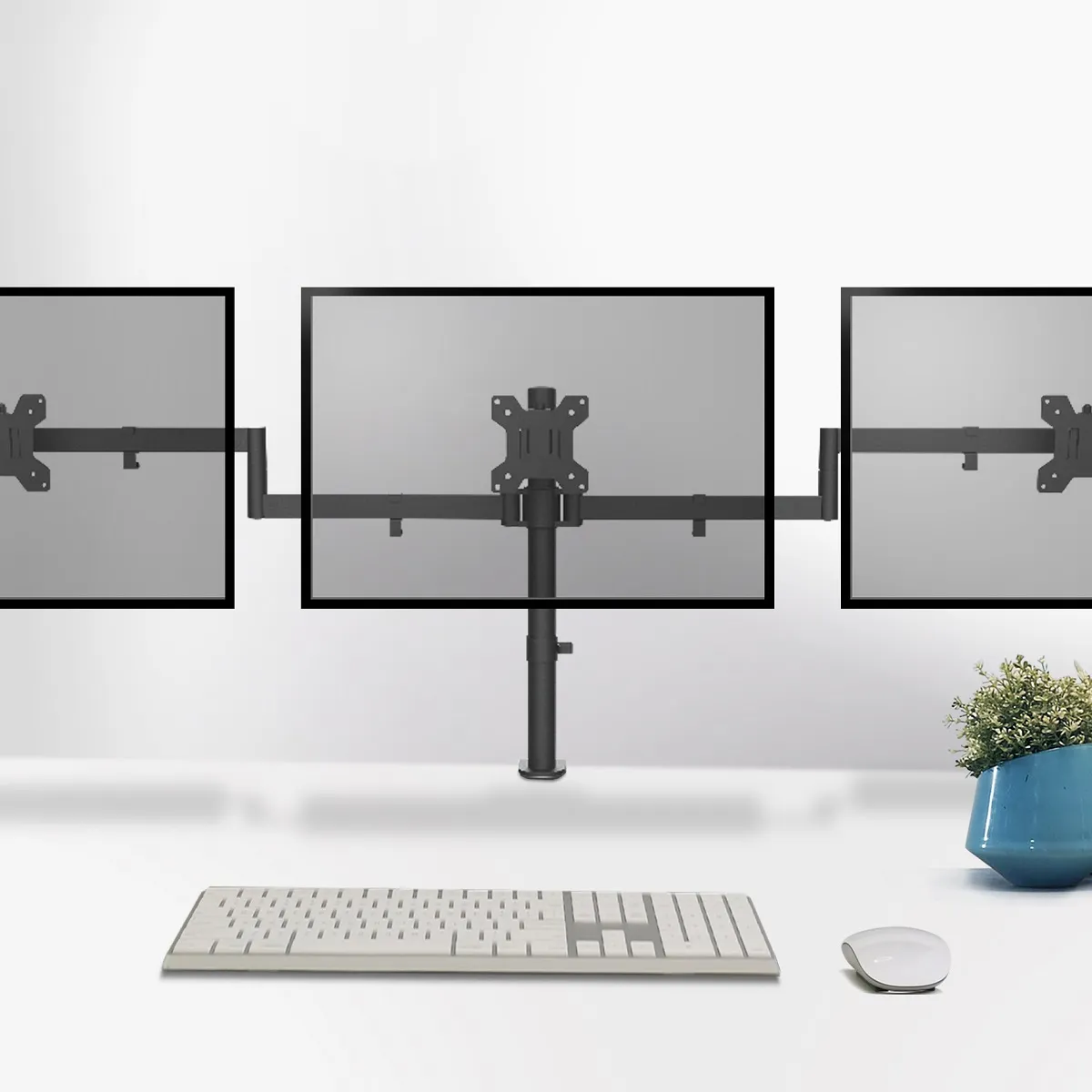 BRASFORMA - Soporte de escritorio para 3 Monitores 13" ~ 27"  360° Articulado 24Kg  Brasforma