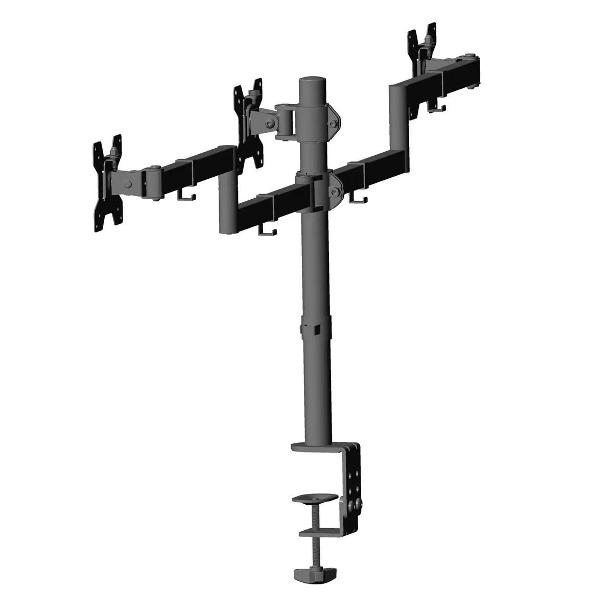 BRASFORMA - Soporte de escritorio para 3 Monitores 13" ~ 27"  360° Articulado 24Kg  Brasforma