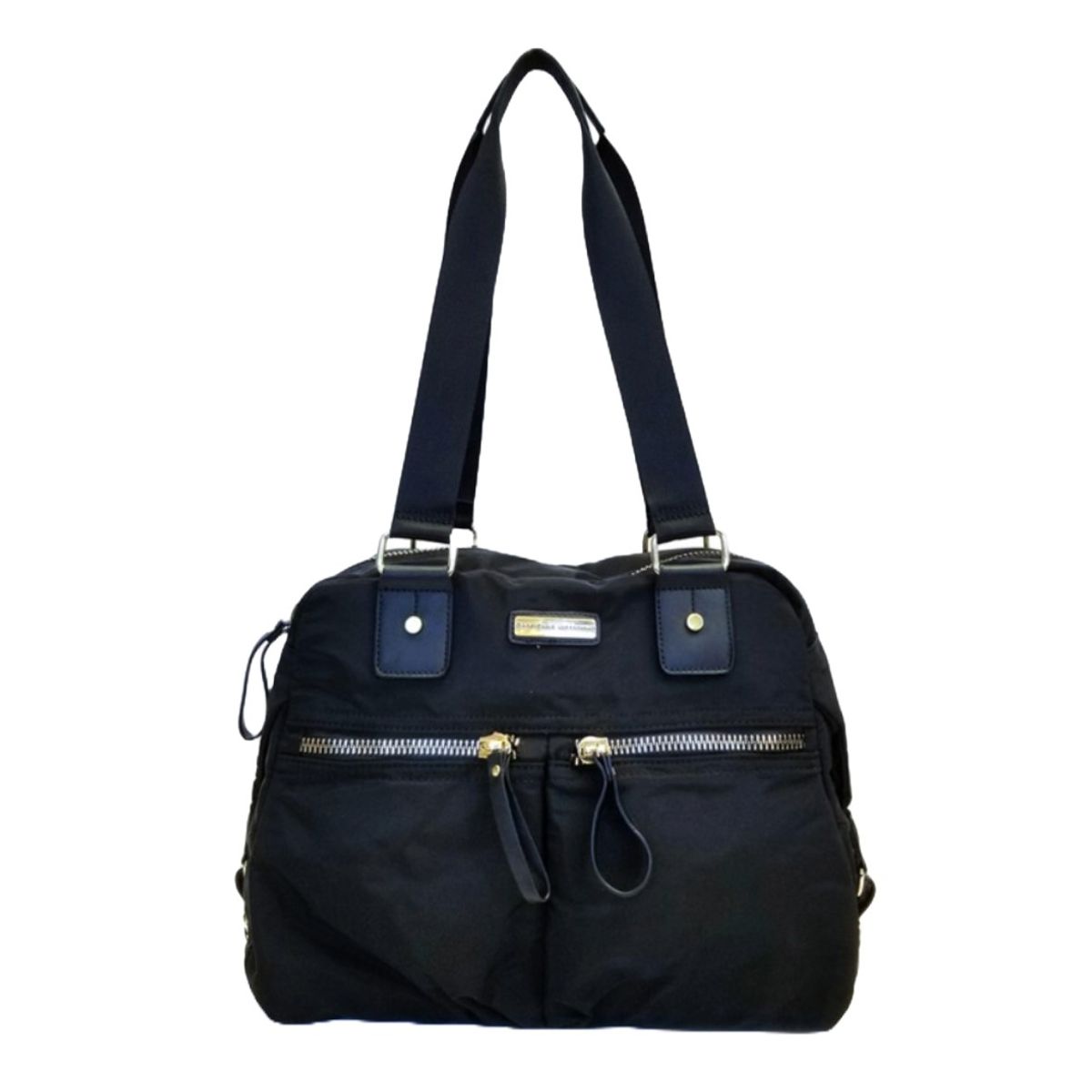 VANE COLLECTION - Cartera mujer bolso satchel negro forro burdeo