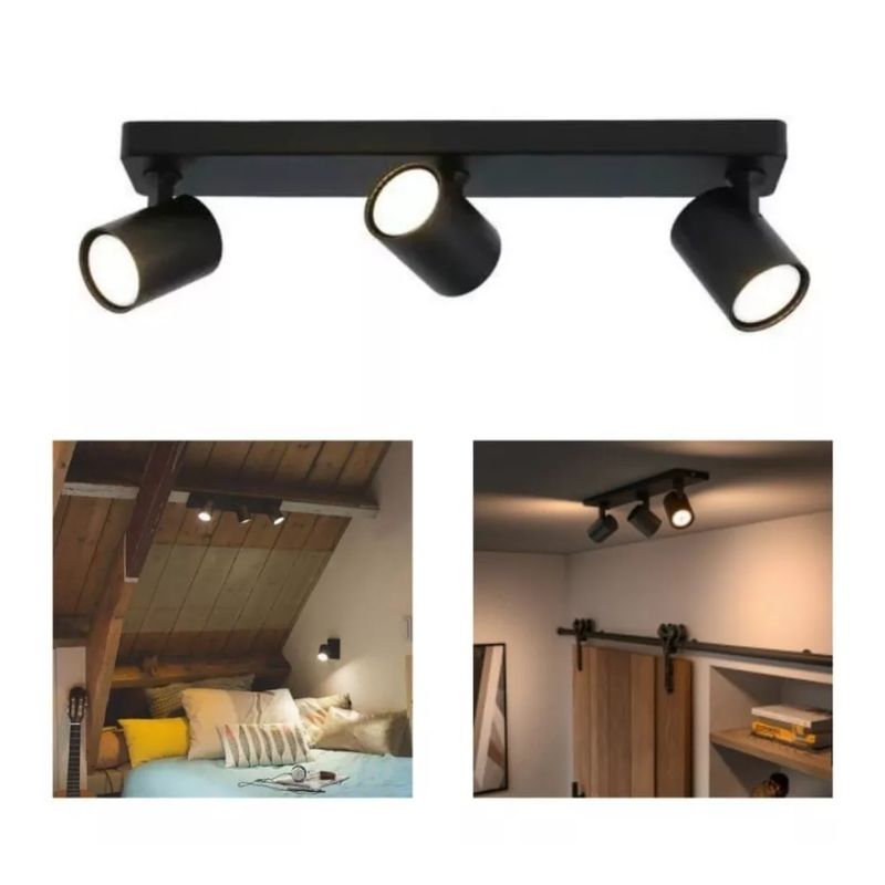 GENERICO - Foco Porta 3 X Gu10 Techo O Muro Orientable LUZ neutra