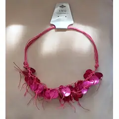 GENERICO - Collar Veraniego Artesanal Fucsia Nácar y Madera