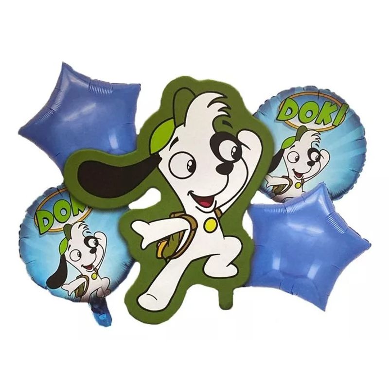 GENERICO - Set 5 Globos Metálicos Doki Globos Metalizado Perro Doki