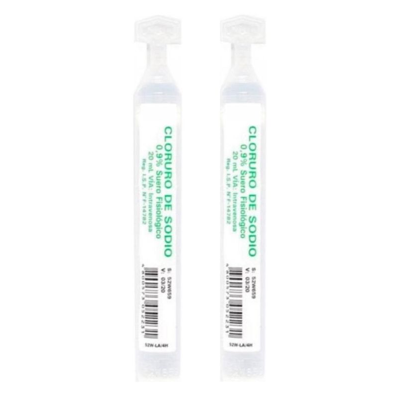 GENERICO - Pack 10 Ampollas Suero Fisiológico 20ml Cloruro De Sodio.