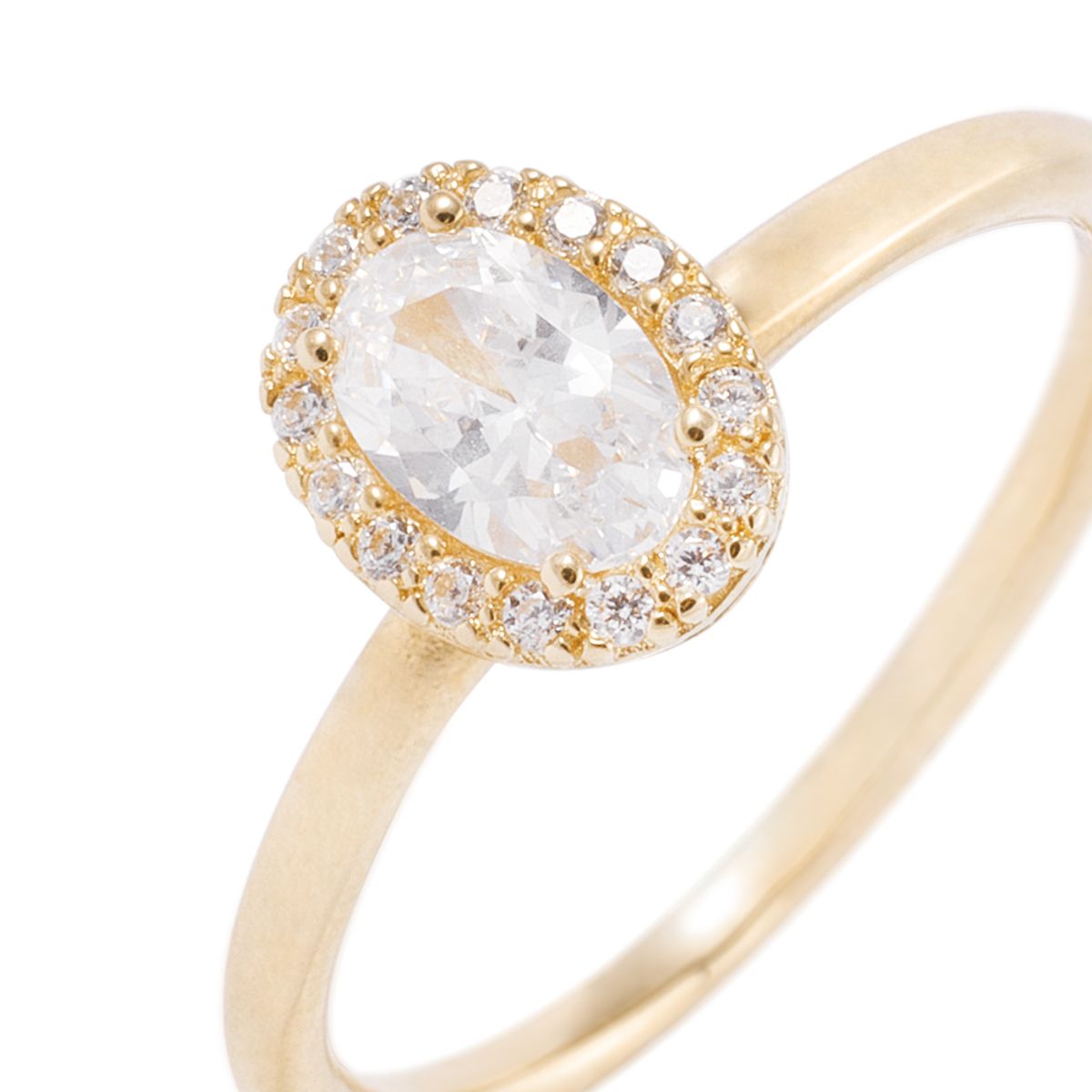JB JOYAS BARON - Anillo Compromiso de Oro 18Kt Circon Ovalado 4mm