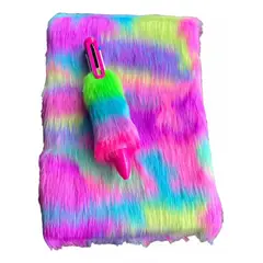 GENERICO - Libreta Agenda Con Lápiz Peludita Multicolor Felpa