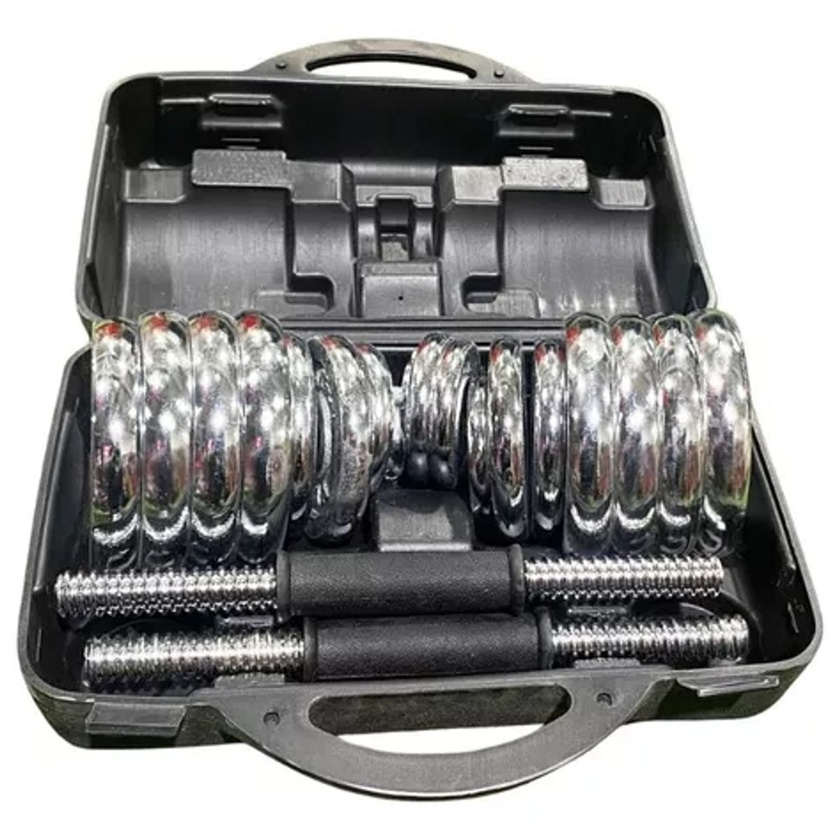 GENERICO - Set De Mancuerna Cromada 20 Kg / Maleta / Fuerza