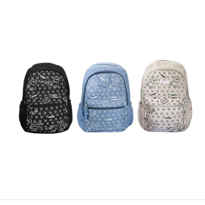 GENERICO - MOCHILA ESTAMPADO OSOS CON BOLSILLO 46X32X14CM