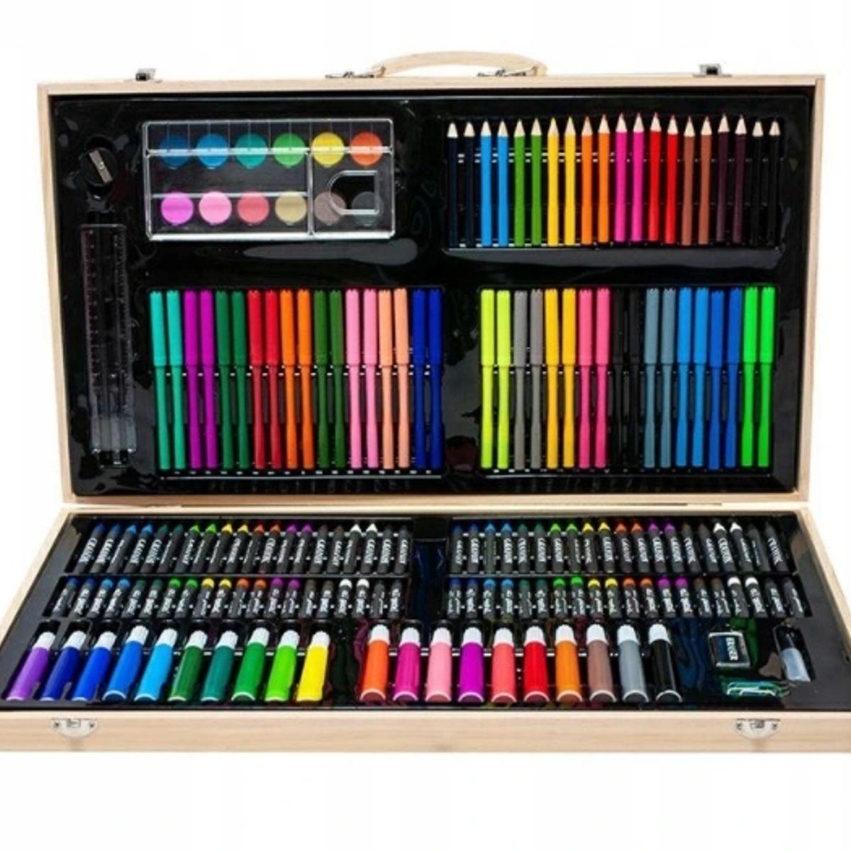 GENERICO - Lapices Para Colorear Maleta De Madera Set De Arte 180 Pcs